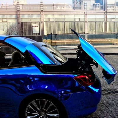 取り外し可能な付着力のChrome青い車の覆いミラーの効果のビニールの覆い
